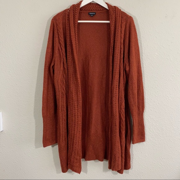 Torrid Rust Cable Knit Open Cardigan - Picture 4 of 12